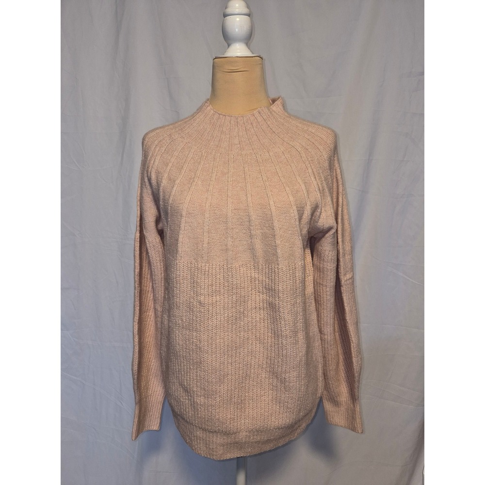 Dokotoo Womens Blush Pink Mock Neck Ribbed Knit Sweater Size S NWT